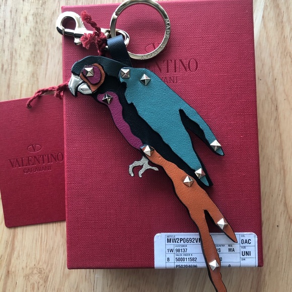 Valentino Leather Studded Parrot Keychain - Picture 4 of 7